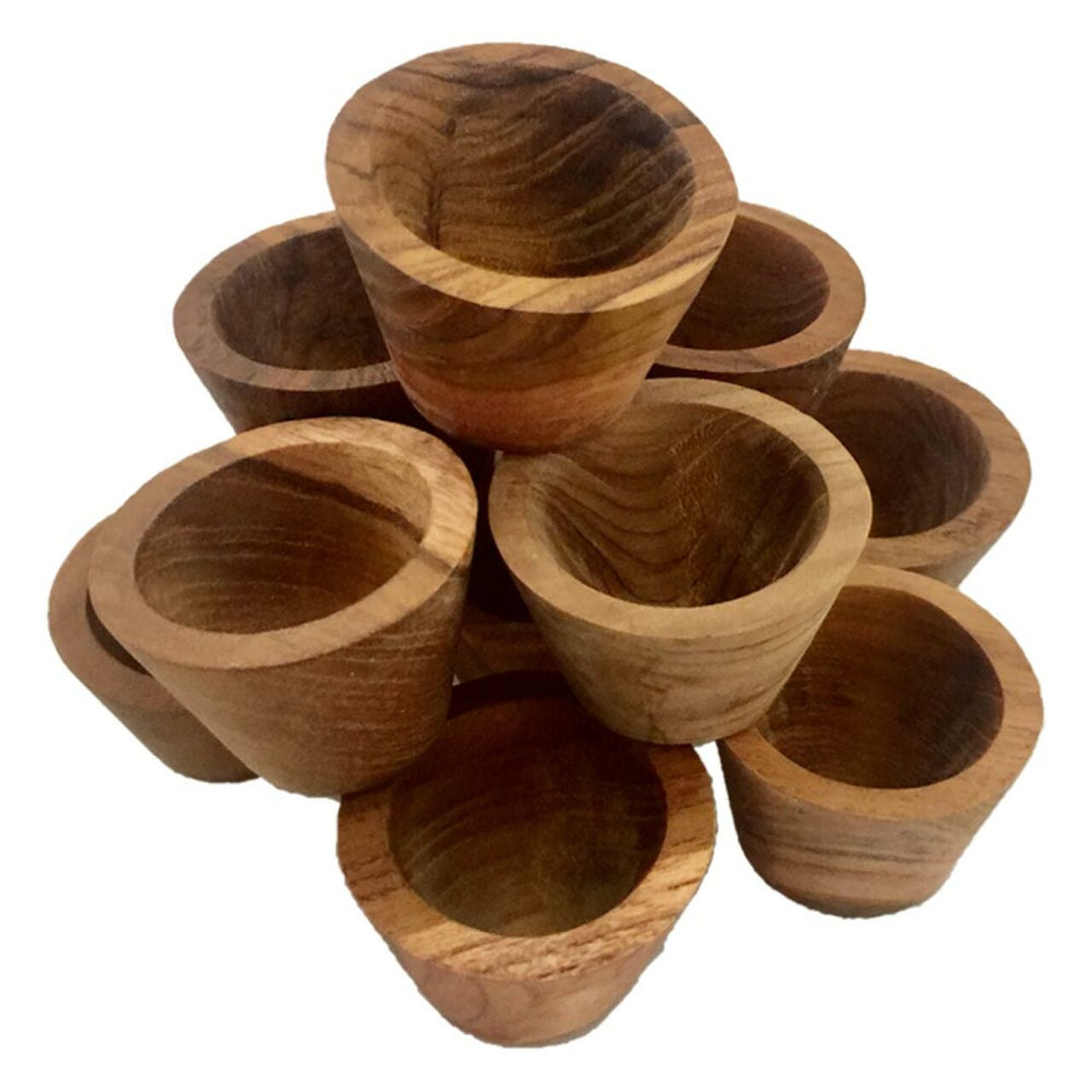 PAPOOSE Open Ended - Loose Parts  - Small Bowls Natural  Wooden - 12 Piece