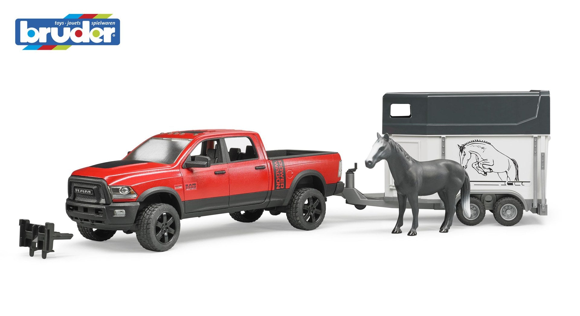 BURDER - RAM 2500 Power Wagon with horse trailer and 1 horse - BR1:16