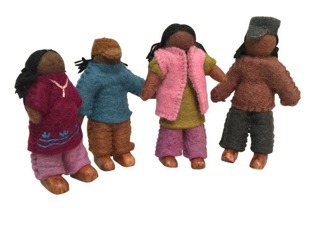 PAPOOSE Doll Family African - Set of 4 - Felt