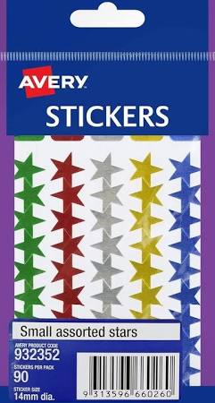 AVERY - Stickers - Small Assorted Stars - Pack of 90
