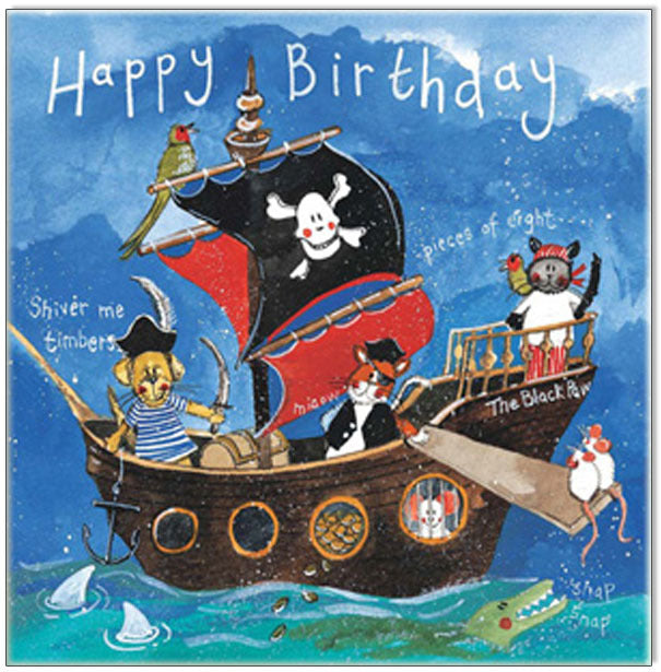 Greeting Card Birthday Pirate Pets