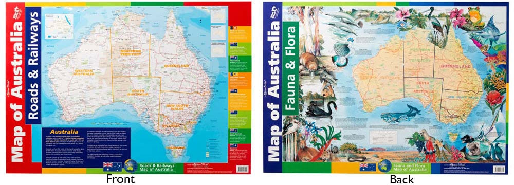 Gillian Miles - Map of Australia Roads/Rail/Flora/Fauna Wall Chart