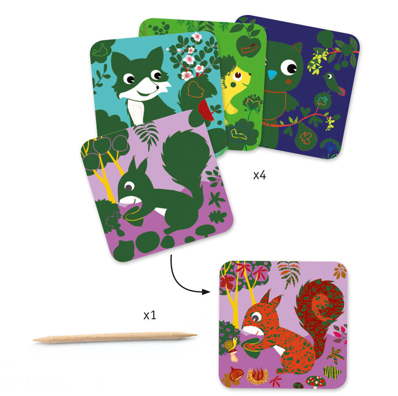 DJECO Art Kit - Scratch Cards - Country Creatures
