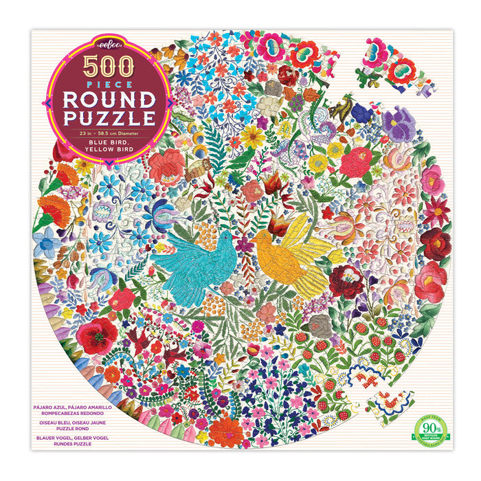 EEBOO -  Puzzle - Bluebirds -  500 Piece Round