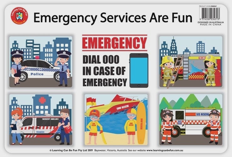 Learning Can Be Fun - Placemat - Emergency Services Can Be Fun