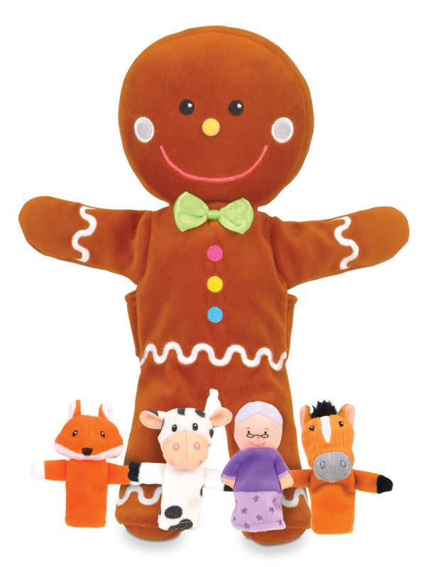 FIESTA CRAFTS Hand Puppet w/finger puppets Gingerbread Man