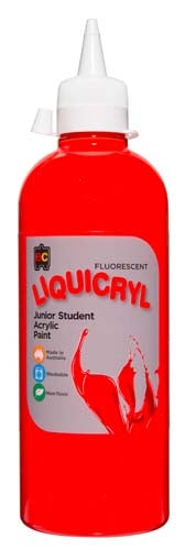 EC Liquicryl Junior Student Acrylic Paint - Fluro - 500ml - Scarlet