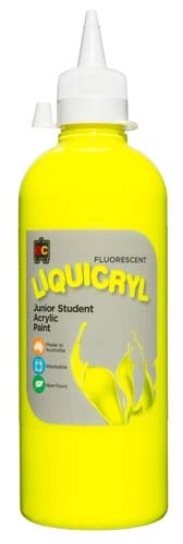 EC Liquicryl Junior Student Acrylic Paint - Fluro - 500ml - Yellow