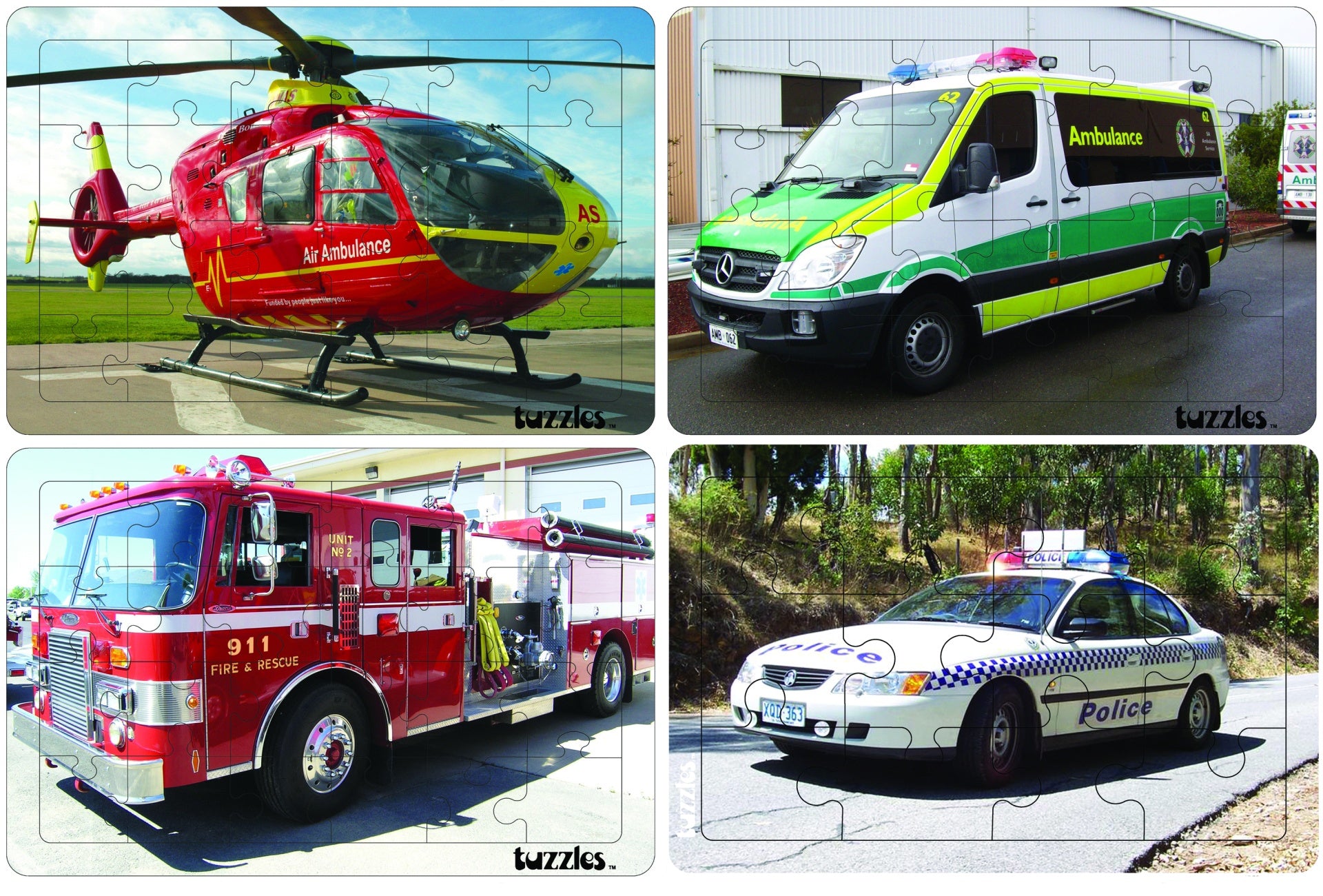 Tuzzles Emergency Response Vehicles Set of 4