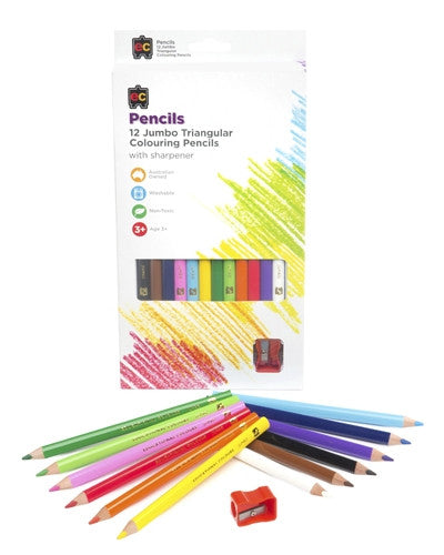 EC Colouring Pencils Jumbo Tri Washable 12