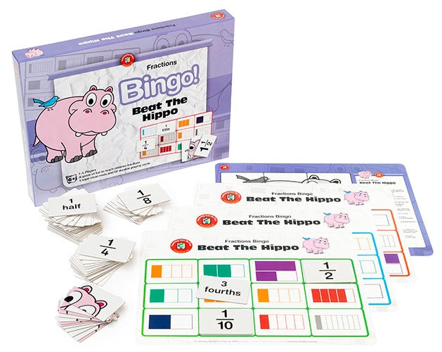 Learning Can Be Fun - Numeracy - Beat the Hippo Fractions Bingo