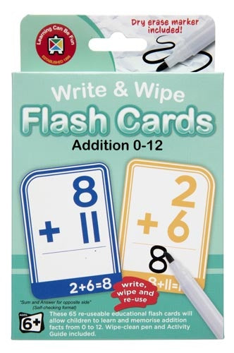 Learning Can Be Fun - Numeracy -Write & Wipe Flash Cards Addition with Marker
