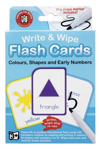 Learning Can Be Fun - Numeracy - Write & Wipe Flash Cards Colour Shape Numbers w/marker