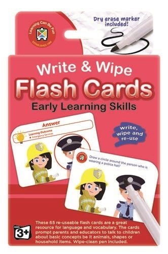 Learning Can Be Fun - Write & Wipe Flash Cards Early Learning Skills with Marker