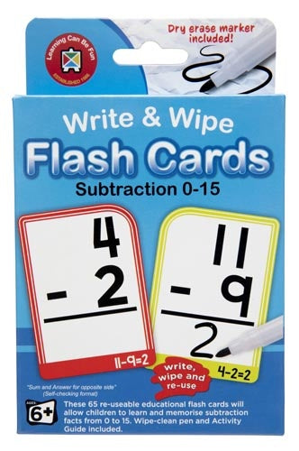 Learning Can Be Fun - Numeracy - Write & Wipe Flash Cards Subtraction with Marker