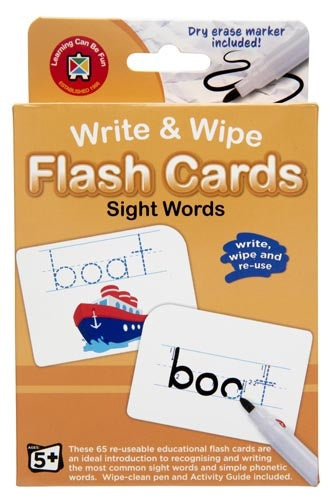 Learning Can Be Fun - Literacy -  Write & Wipe Flash Cards Sight Words with Marker