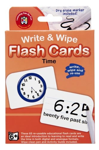Learning Can Be Fun - Numeracy - Write & Wipe Time Flash Cards with Marker