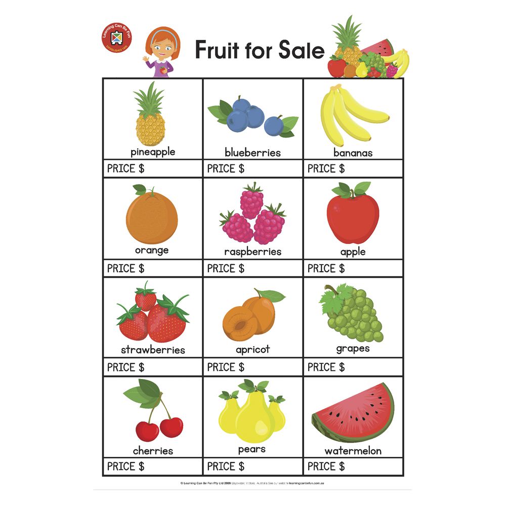 Learning Can Be Fun - Fruit For Sale - Wall Chart