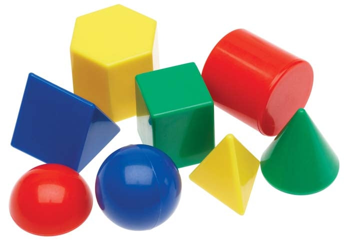 Mini Geometric Solids -  40 pcs, 4 Colours- 10 Shapes