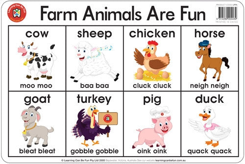 Learning Can Be Fun - Placemats - Farm Animals
