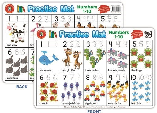 Learning Can Be Fun - Practice Mats - Numbers 1-10