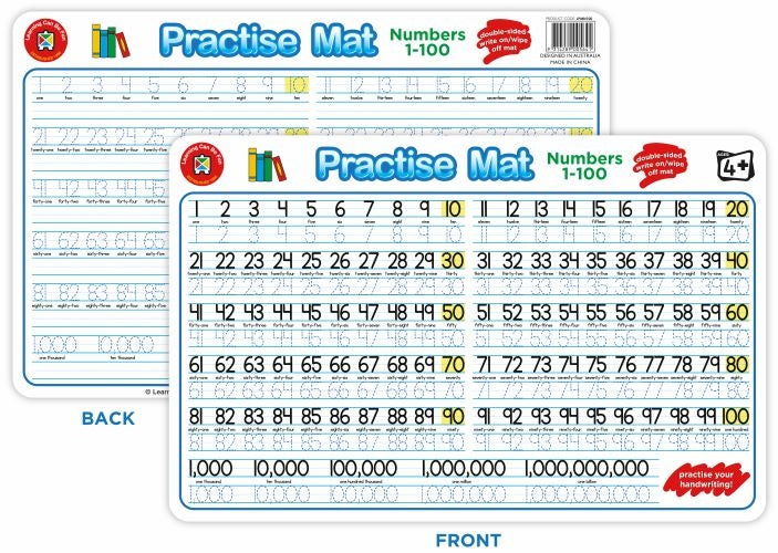 Learning Can Be Fun - Practice Mats - Numbers 1-100