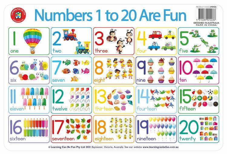 Learning Can Be Fun - Placemat - Numbers Are Fun 1-20