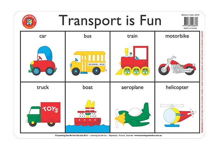 Learning Can Be Fun - Placemats - Transport
