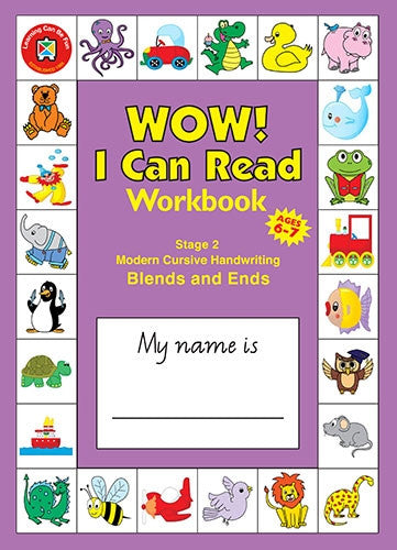 Learning Can Be Fun - Wow! I Can Read - Workbook Stage 2 - Blends & Ends - Modern Cursive