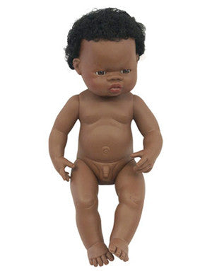 MINILAND Doll  African Boy 38cm Anatomically Correct Baby