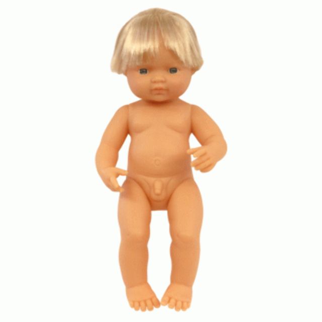 MINILAND DOLL - Caucasian Boy 38cm Anatomically Correct Baby Doll - undressed