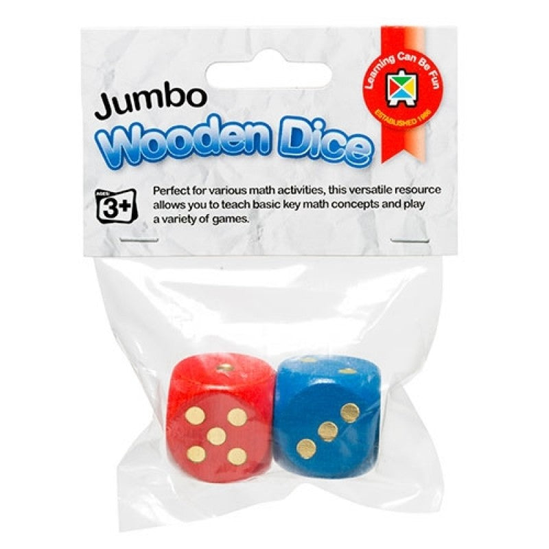 Learning Can Be Fun - Giant Wooden Dice - Set of 2 - 25mm