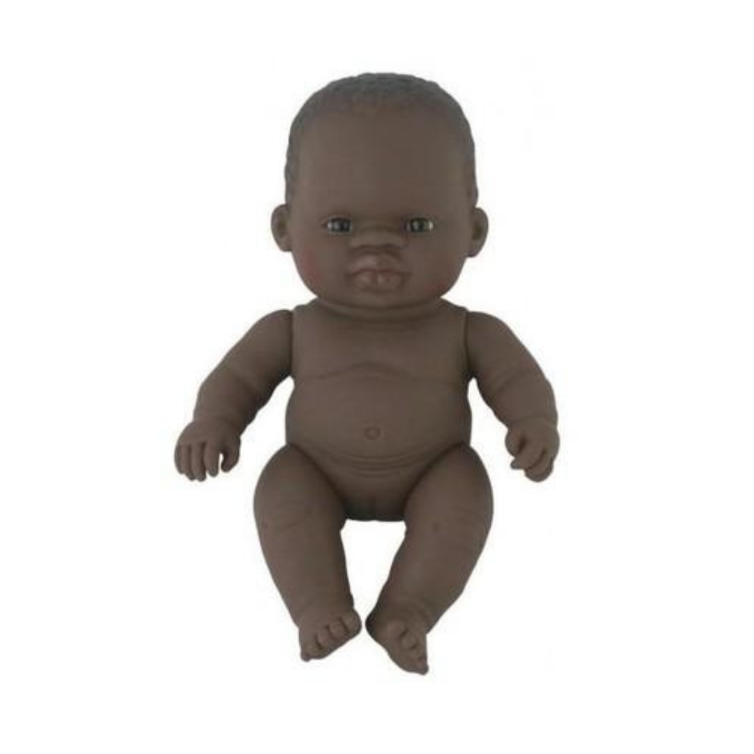 MINILAND Doll African Girl 21cm Undressed Anatomically Correct Baby Doll