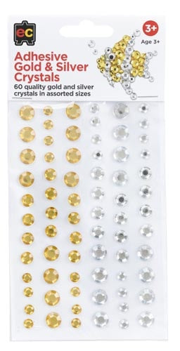 Adhesive Gold and Silver Crystals Set of 60