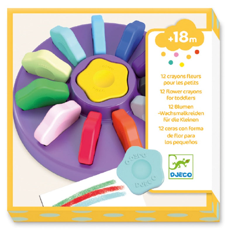 DJECO Art - Toddler Flower Crayons - Set of 12