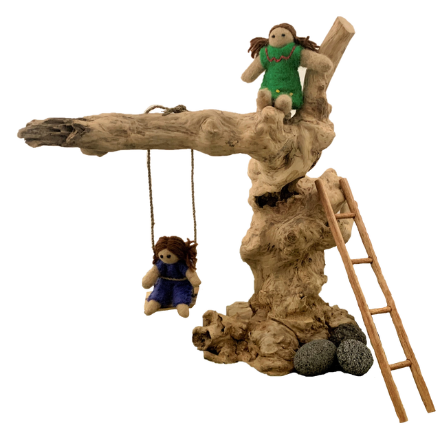 PAPOOSE - Natural Coffee Wood Swing Set