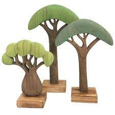 PAPOOSE -  African Trees Wooden - Coloured - Set of 3