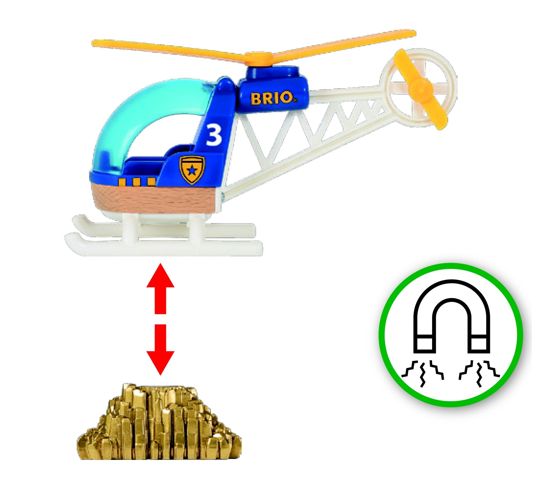 BRIO Vehicle - Police Helicopter - 3 pieces - 33828