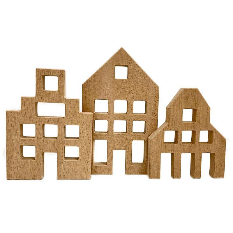 Papoose - Dutch Wood Houses - Set of 3 - Blocks