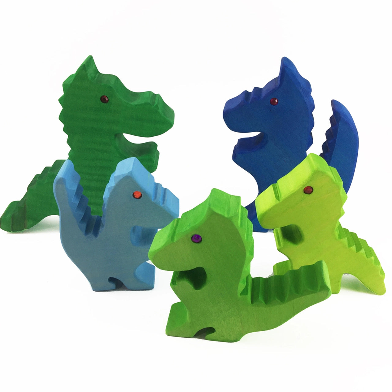 BAUSPIEL Dragon - Dragon Family Blue/Green - Set of 5