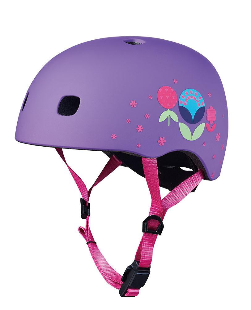Micro Kids Pattern Helmet - Floral, Purple - Medium