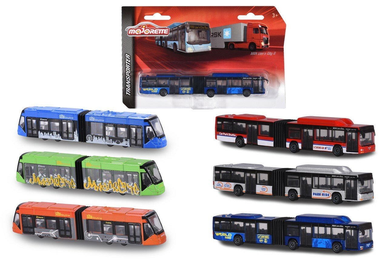 Majorette- Trams and Man Buses-Diecast- Assorted Single