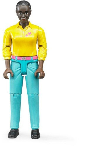 BRUDER - Bworld Woman Dark Skin with Turquoise Jeans 60404