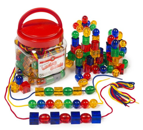 Learning Can Be Fun - Translucent Lacing Beads -  Jar of 96