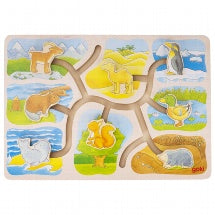 GOKI - Slide Puzzle - Who Lives Where? - Wooden