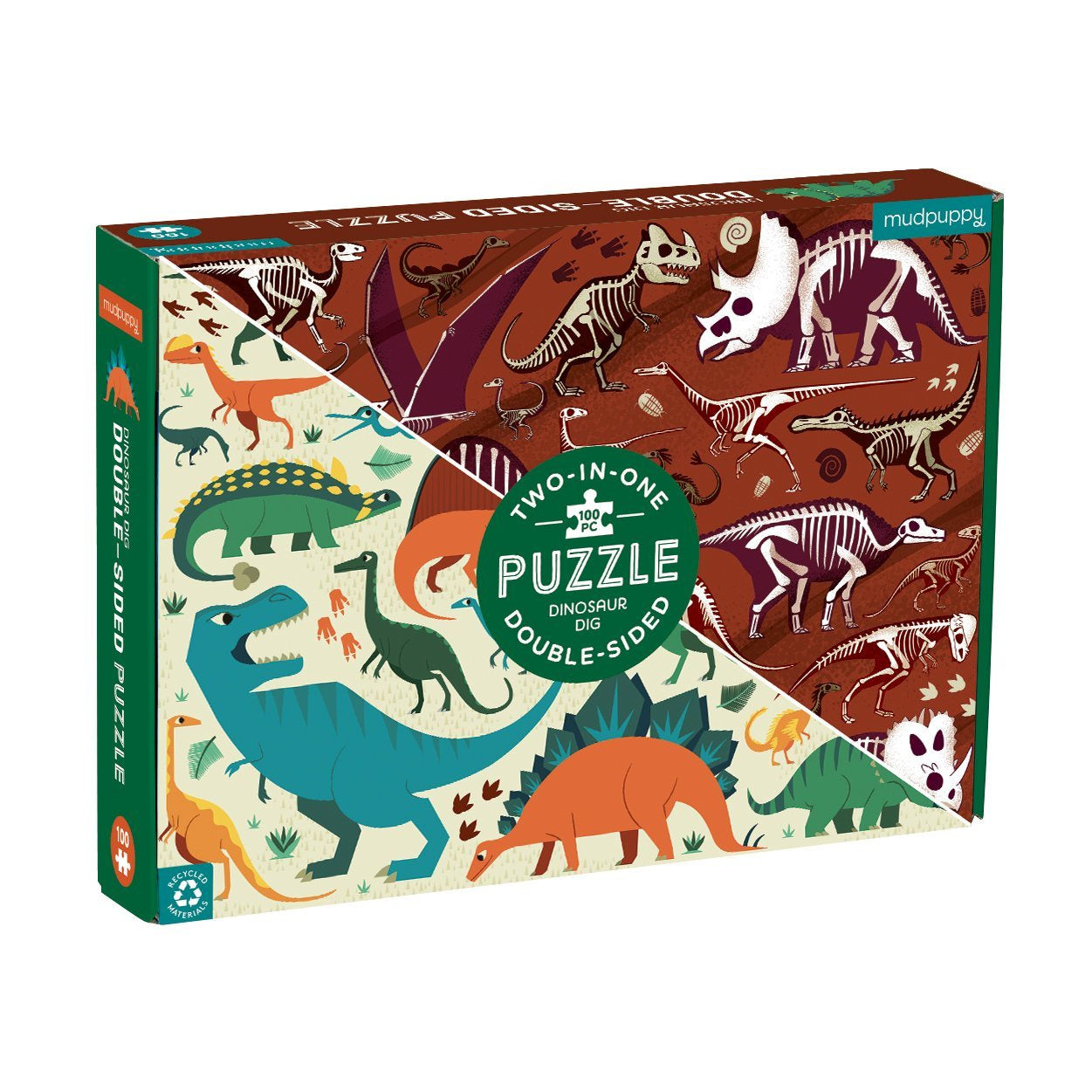 Mudpuppy 100 Pc Double-Sided Puzzle - Dinosaur Dig