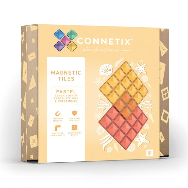 CONNETIX Magnetic Tiles -Lemon & Peach Base Plate Pack - 2 Pack