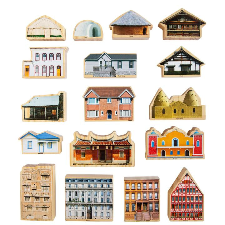 The Freckled Frog - Happy Architect - Homes Around the World - 18 Piece - Wooden