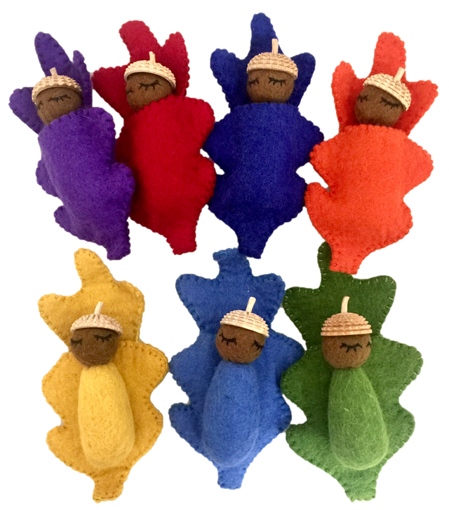 PAPOOSE Rainbow Acorn Babies - Set of 7
