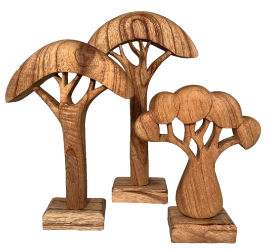PAPOOSE - African Trees Wooden - Natural - Set of 3